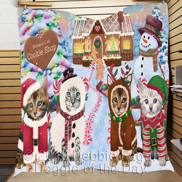 Holiday Gingerbread Cookie Bengal Cats Quilt