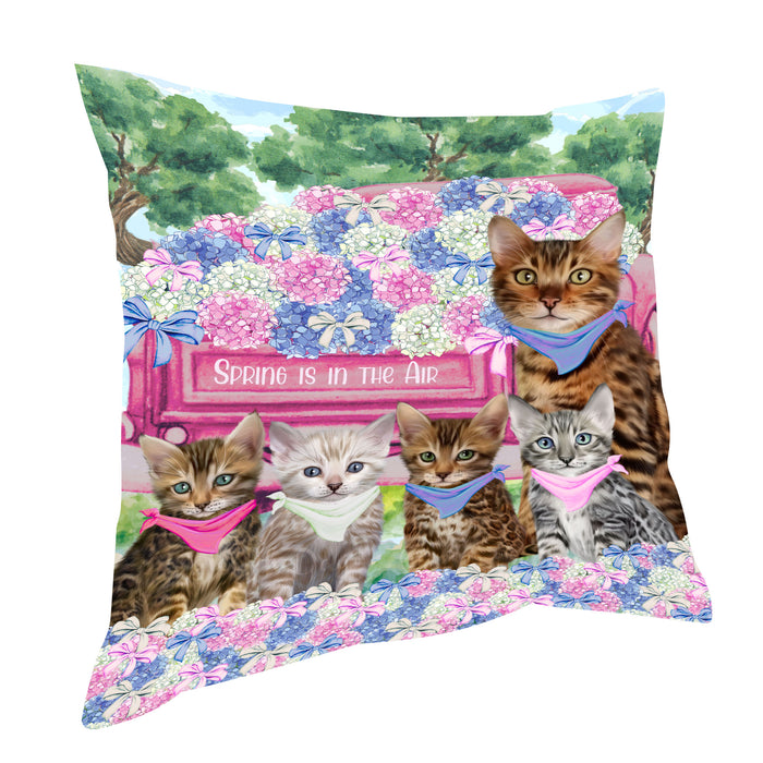 Bengal Cats Pillow, Cushion Throw Pillows for Sofa Couch Bed, Explore a Variety of Designs, Custom, Personalized, Cat and Pet Lovers Gift