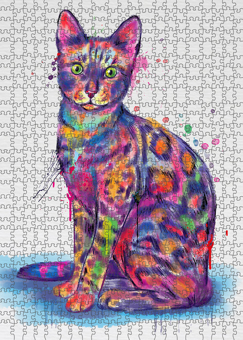 Watercolor Bengal Cat Puzzle with Photo Tin PUZL97348