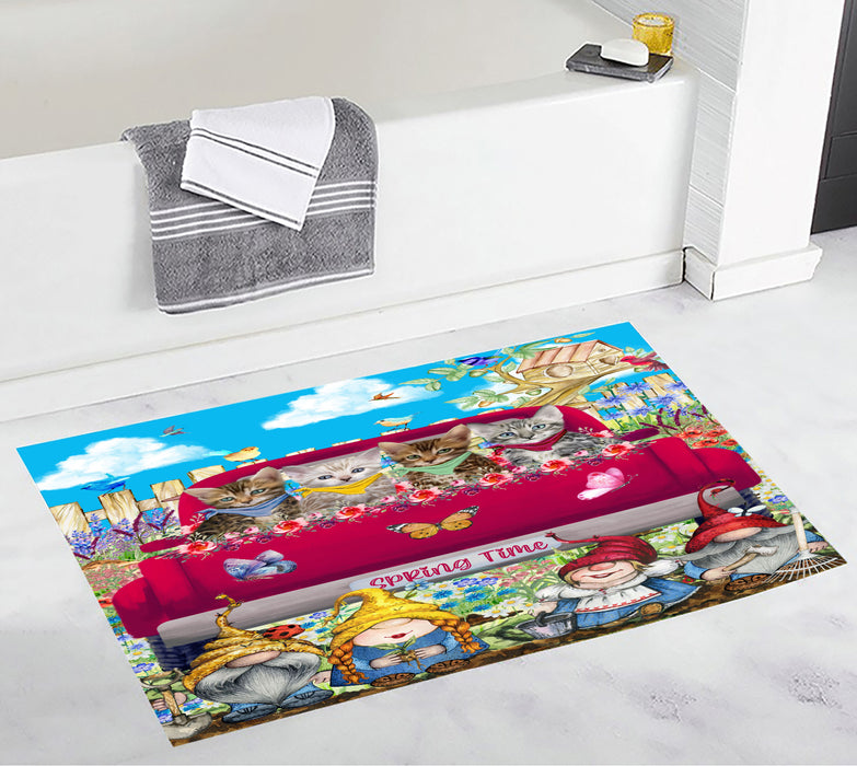 Bengal Cats Bath Mat, Anti-Slip Bathroom Rug Mats, Explore a Variety of Designs, Custom, Personalized, Cat Gift for Pet Lovers