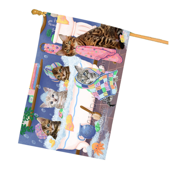 Rub A Dub Dogs In A Tub Bengal Cats House Flag FLG57446