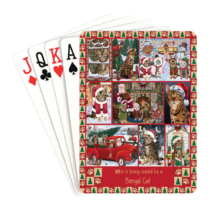 Love is Being Owned Christmas Bengal Cats Playing Card Decks