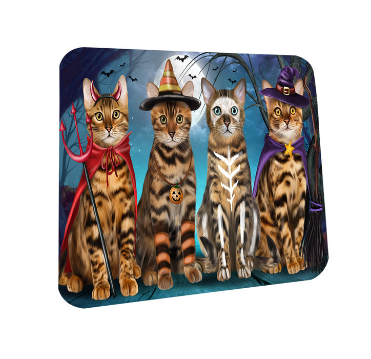 Happy Halloween Trick or Treat Bengal Cats Coasters Set of 4 CST54436