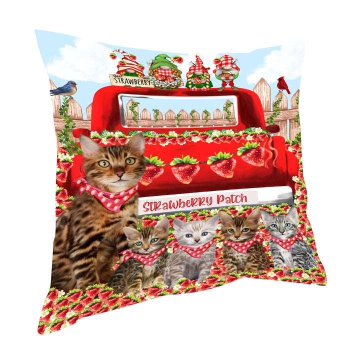 Bengal Cats Throw Pillow: Explore a Variety of Designs, Cushion Pillows for Sofa Couch Bed, Personalized, Custom, Cat Lover's Gifts