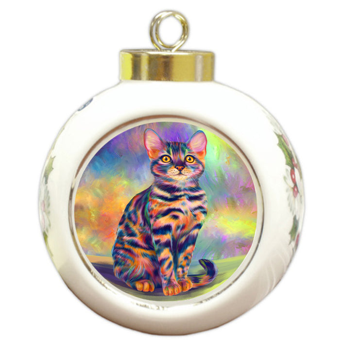 Paradise Wave Bengal Cat Round Ball Christmas Ornament RBPOR56411