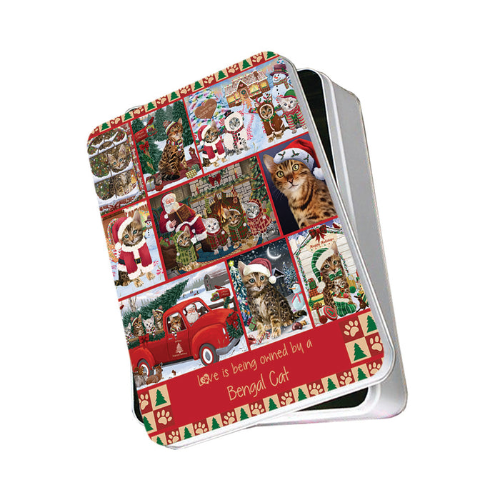 Love is Being Owned Christmas Bengal Cats Photo Storage Tin PITN57141