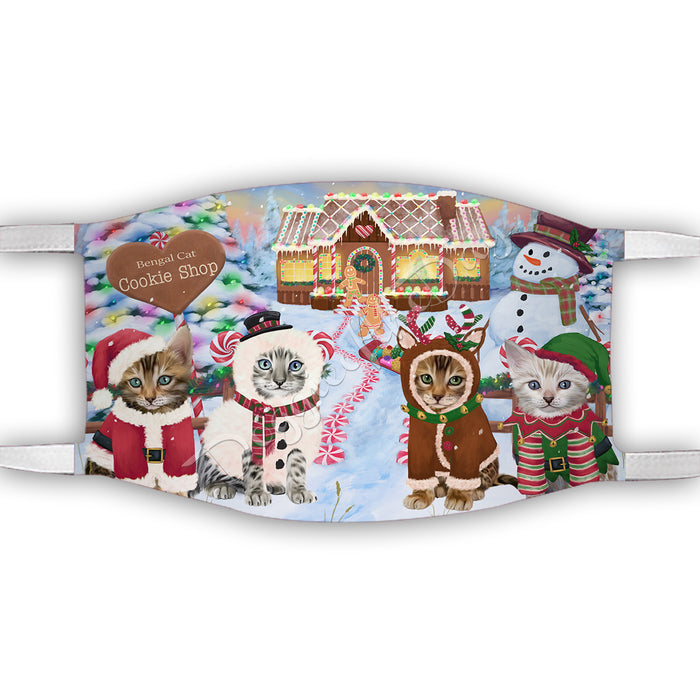 Holiday Gingerbread Cookie Bengal Cats Shop Face Mask FM48867