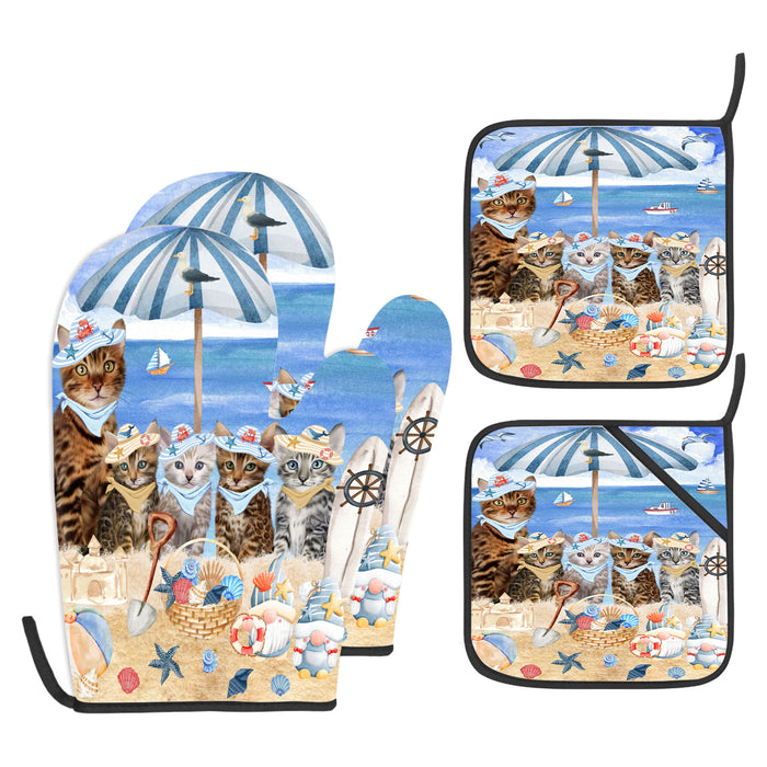 Bengal Cat Oven Mitts and Pot Holder Set, Explore a Variety of Personalized Designs, Custom, Kitchen Gloves for Cooking with Potholders, Pet and Cats Gift Lovers