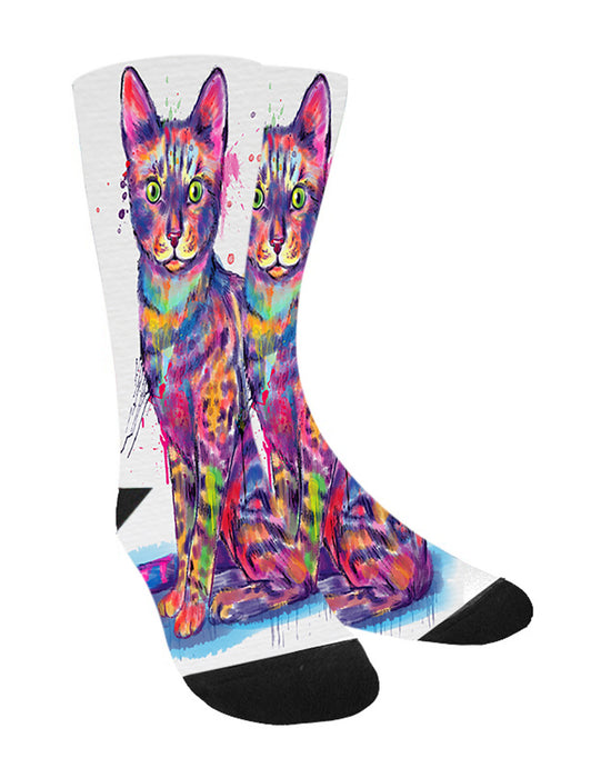 Watercolor Bengal Cat Women's Casual Socks