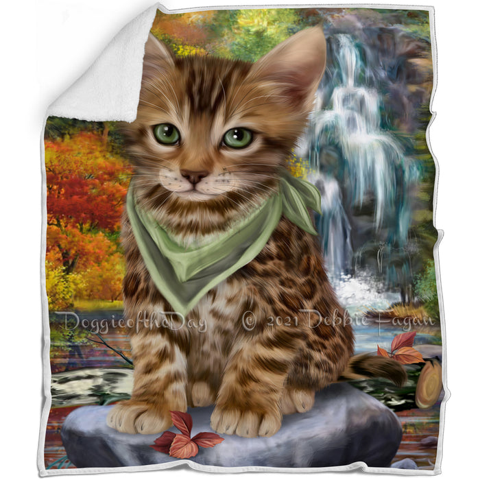 Scenic Waterfall Bengal Cat Blanket BLNKT83181