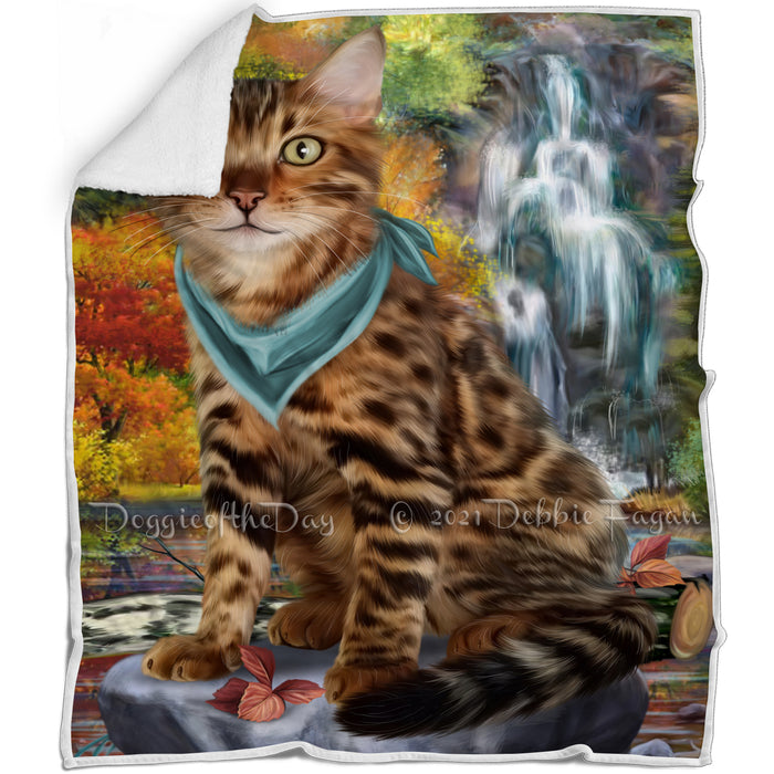 Scenic Waterfall Bengal Cat Blanket BLNKT83217