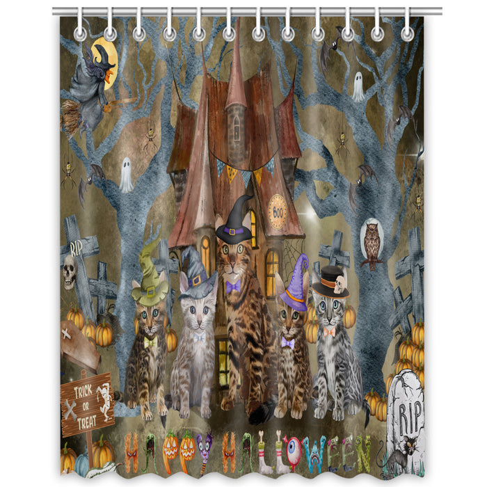 Bengal Cats Shower Curtain, Personalized Bathtub Curtains for Bathroom Decor with Hooks, Explore a Variety of Designs, Custom, Pet Gift for Cat Lovers