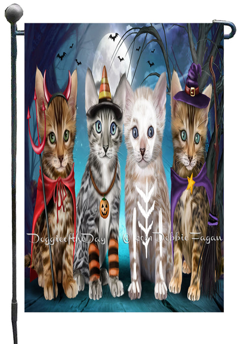 Happy Halloween Trick or Treat Bengal Cats Garden Flags- Outdoor Double Sided Garden Yard Porch Lawn Spring Decorative Vertical Home Flags 12 1/2"w x 18"h