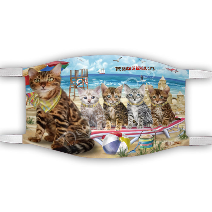 Pet Friendly Beach Bengal Cats Face Mask FM49073