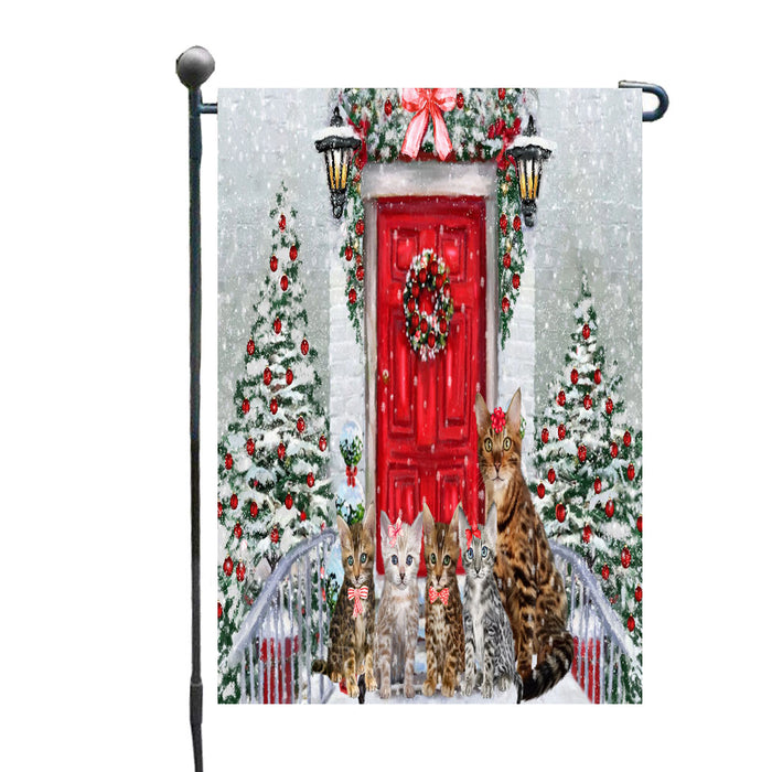 Christmas Holiday Welcome Bengal Cats Garden Flags- Outdoor Double Sided Garden Yard Porch Lawn Spring Decorative Vertical Home Flags 12 1/2"w x 18"h