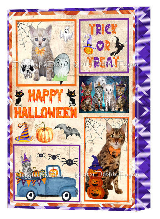 Happy Halloween Trick or Treat Bengal Cats Canvas Wall Art Decor - Premium Quality Canvas Wall Art for Living Room Bedroom Home Office Decor Ready to Hang CVS150245