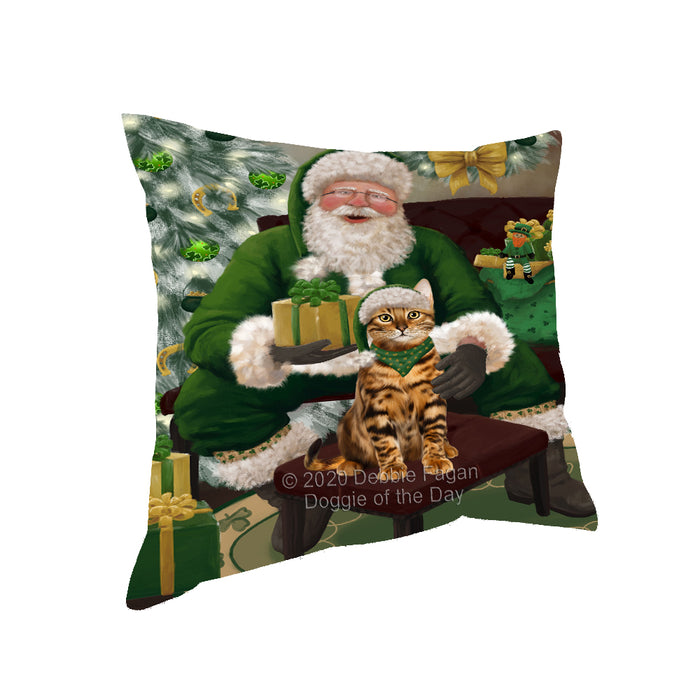 Christmas Irish Santa with Gift and Australian Terrier Dog Pillow PIL86684