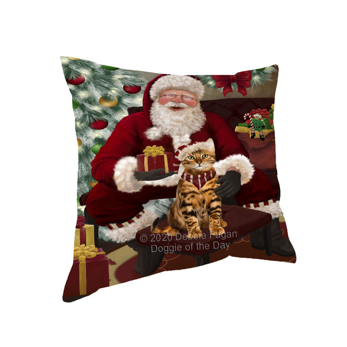 Santa's Christmas Surprise Bengal Cat Pillow PIL87080
