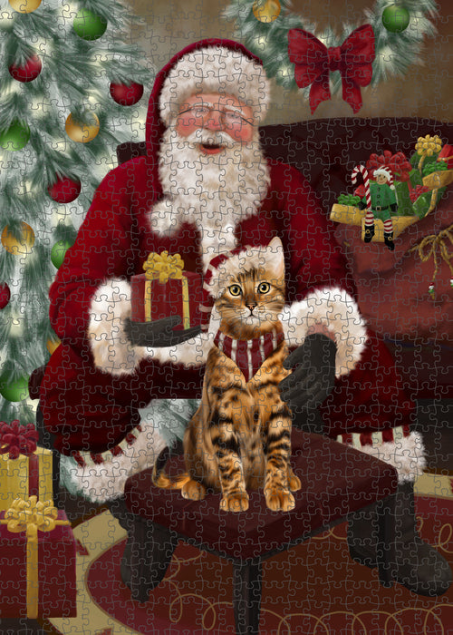 Santa's Christmas Surprise Bengal Cat Puzzle with Photo Tin PUZL100696