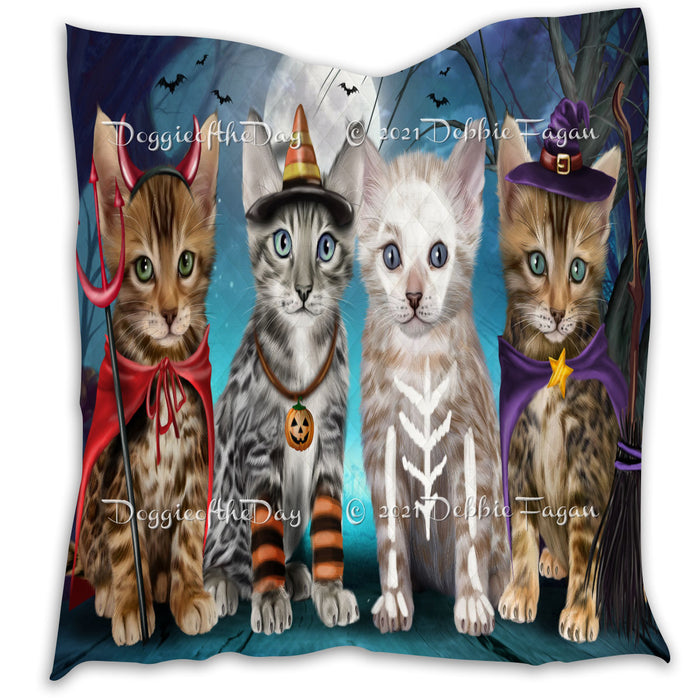 Happy Halloween Trick or Treat Bengal Cats Lightweight Soft Bedspread Coverlet Bedding Quilt QUILT60211