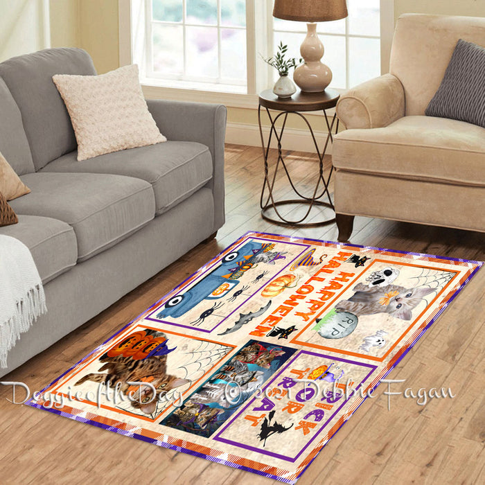 Happy Halloween Trick or Treat Bengal Cats Polyester Living Room Carpet Area Rug ARUG65452