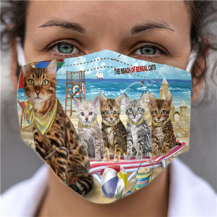 Pet Friendly Beach Bengal Cats Face Mask FM49073