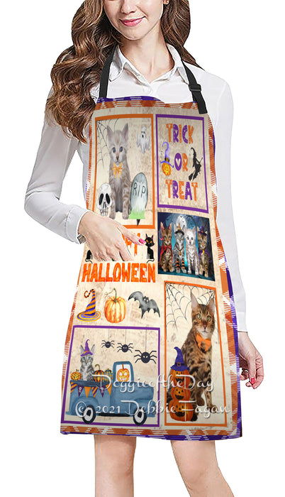 Happy Halloween Trick or Treat Bengal Cats Cooking Kitchen Adjustable Apron Apron49290