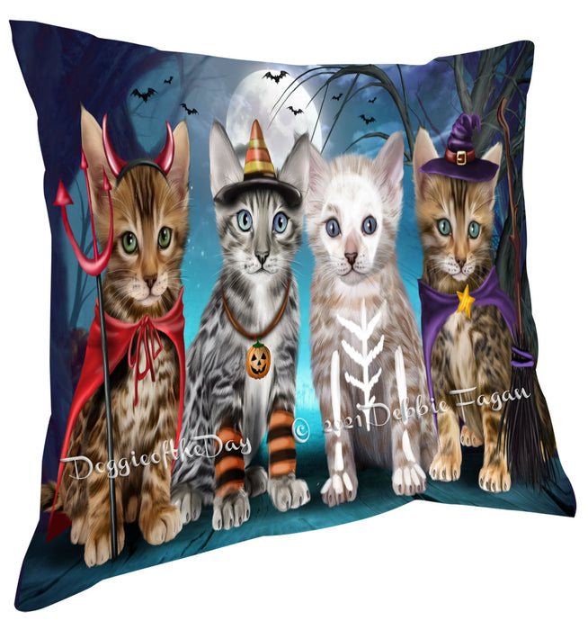 Happy Halloween Trick or Treat Bengal Cats Pillow with Top Quality High-Resolution Images - Ultra Soft Pet Pillows for Sleeping - Reversible & Comfort - Ideal Gift for Dog Lover - Cushion for Sofa Couch Bed - 100% Polyester, PILA88465
