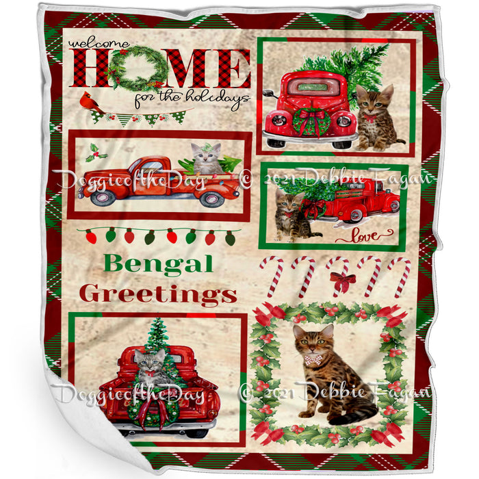 Welcome Home for Christmas Holidays Bengal Cats Blanket BLNKT71831