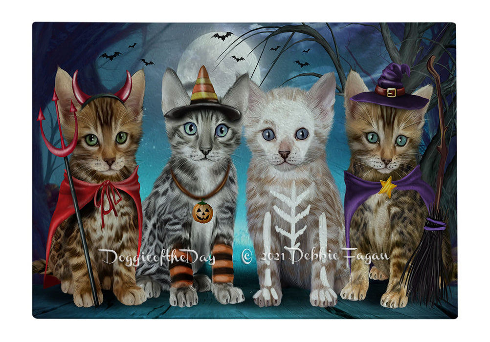 Happy Halloween Trick or Treat Bengal Cats Cutting Board - Easy Grip Non-Slip Dishwasher Safe Chopping Board Vegetables C79555