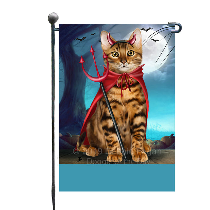 Personalized Happy Halloween Trick or Treat Bengal Cat Devil Custom Garden Flag GFLG64452