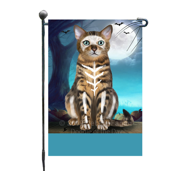 Personalized Happy Halloween Trick or Treat Bengal Cat Skeleton Custom Garden Flag GFLG64507