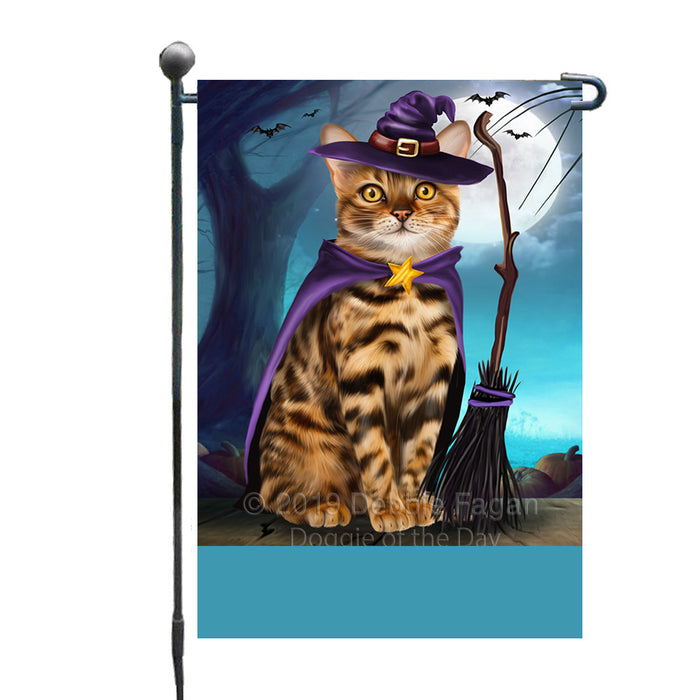 Personalized Happy Halloween Trick or Treat Bengal Cat Witch Custom Garden Flag GFLG64562