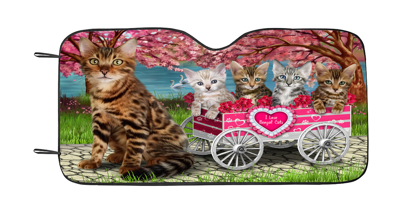 I Love Bengal Cats in a Cart Car Sun Shade