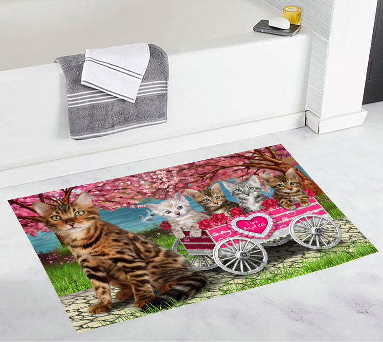 I Love Bengal Cats in a Cart Bath Mat