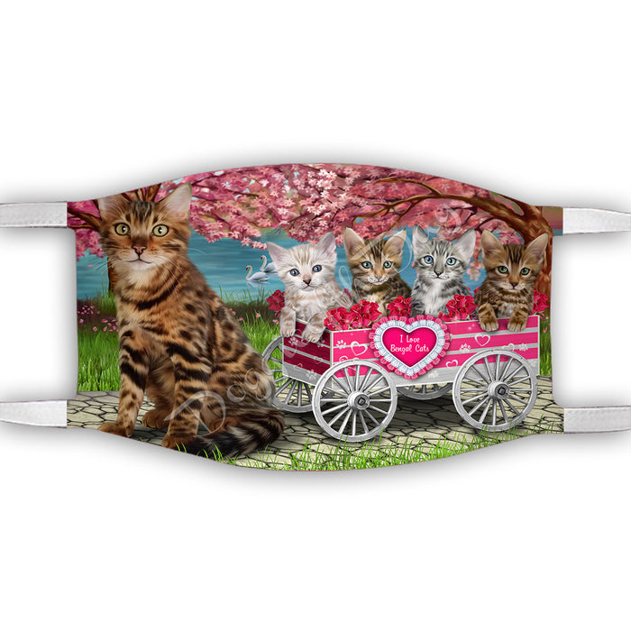 I Love Bengal Cats in a Cart Face Mask FM48118
