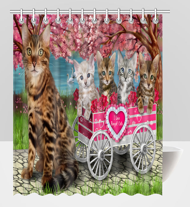 I Love Bengal Cats in a Cart Shower Curtain