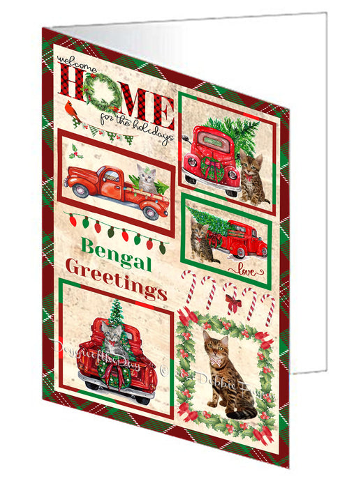 Welcome Home for Christmas Holidays Bengal Cats Handmade Artwork Assorted Pets Greeting Cards and Note Cards with Envelopes for All Occasions and Holiday Seasons GCD76088