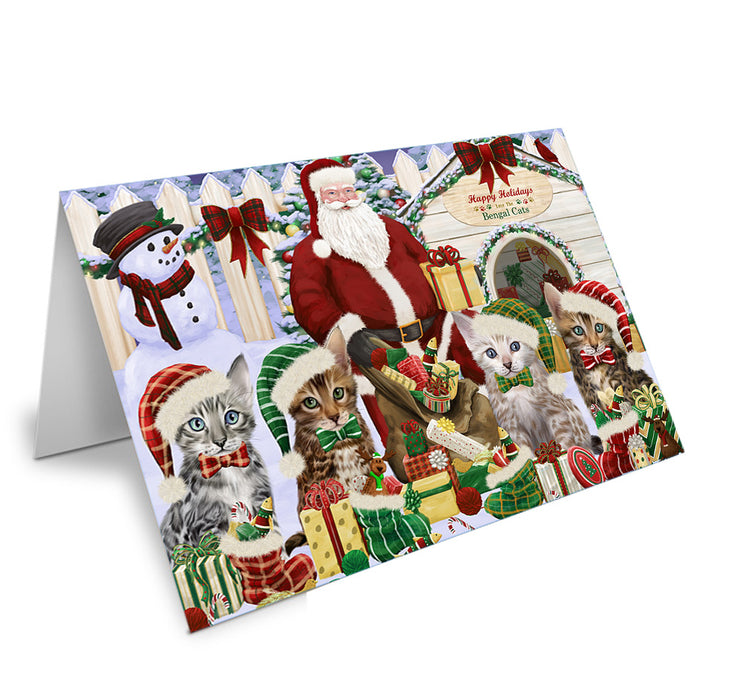 Christmas Dog House Bengal Cats Handmade Artwork Assorted Pets Greeting Cards and Note Cards with Envelopes for All Occasions and Holiday Seasons GCD61817