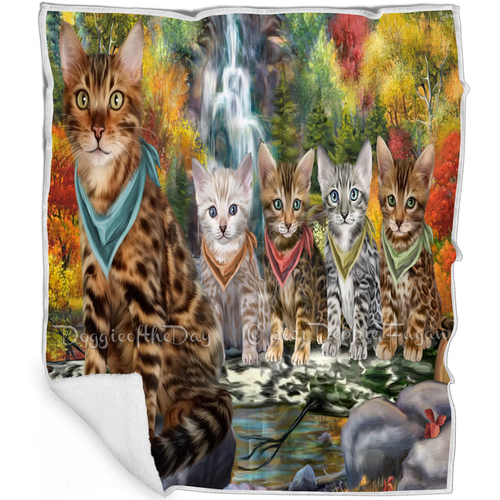 Scenic Waterfall Bengal Cats Blanket BLNKT83172