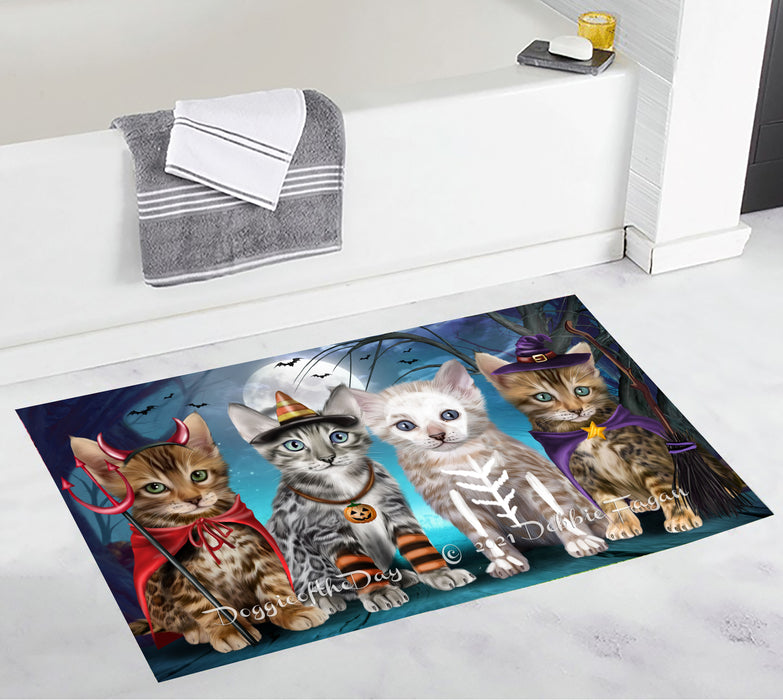Happy Halloween Trick or Treat Bengal Cats Bathroom Rugs with Non Slip Soft Bath Mat for Tub BRUG54895