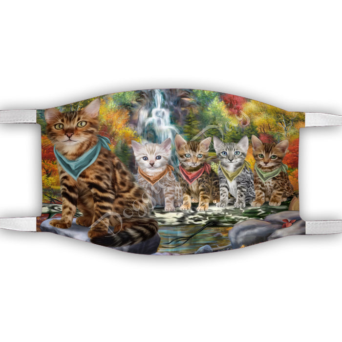 Scenic Waterfall Bengal Cats Face Mask FM49272