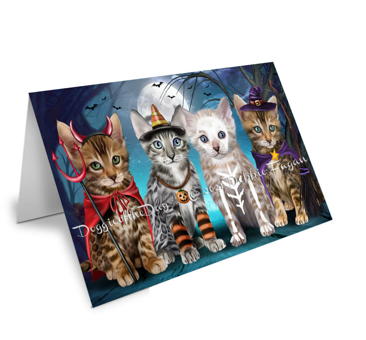 Happy Halloween Trick or Treat Bengal Cats Handmade Artwork Assorted Pets Greeting Cards and Note Cards with Envelopes for All Occasions and Holiday Seasons GCD76709