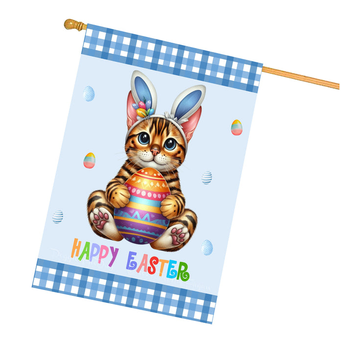 Bengal Cat Easter Day House Flags with Multi Design - Double Sided Easter Festival Gift for Home Decoration  - Holiday Cats Flag Decor 28" x 40"