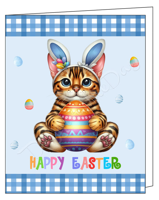 Bengal Cat Easter Day Greeting Cards and Note Cards with Envelope - Easter Invitation Card with Multi Design Pack