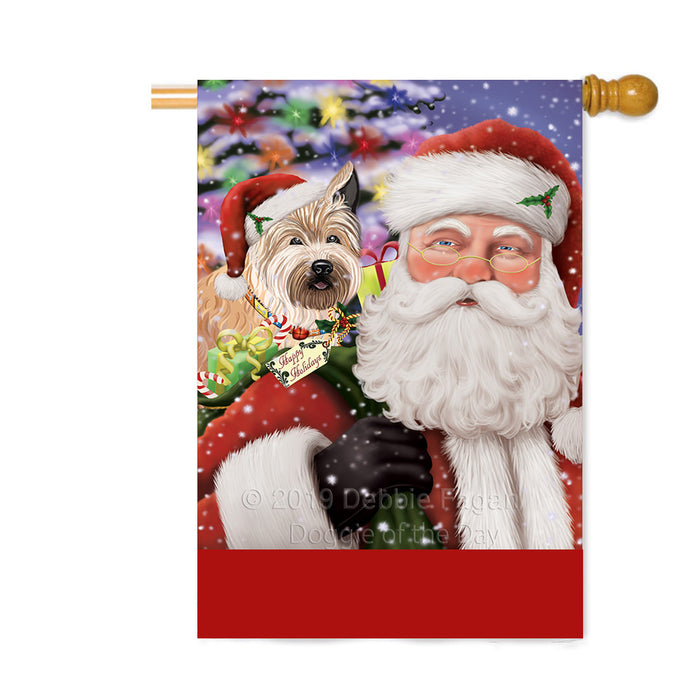 Personalized Santa Carrying Berger Picard Dog and Christmas Presents Custom House Flag FLG-DOTD-A63410