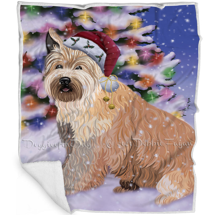 Winterland Wonderland Berger Picard Dog In Christmas Holiday Scenic Background Blanket BLNKT120576