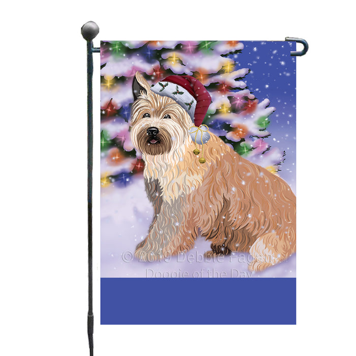 Personalized Winterland Wonderland Berger Picard Dog In Christmas Holiday Scenic Background Custom Garden Flags GFLG-DOTD-A61232