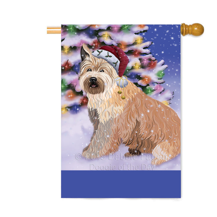 Personalized Winterland Wonderland Berger Picard Dog In Christmas Holiday Scenic Background Custom House Flag FLG-DOTD-A61288