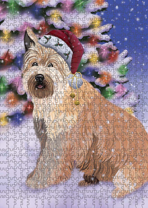 Winterland Wonderland Berger Picard Dog In Christmas Holiday Scenic Background Puzzle with Photo Tin PUZL90940